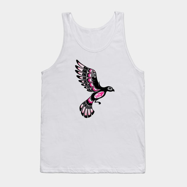 Pink and Black Haida Spirit Flying Bird Tank Top by jeffbartels